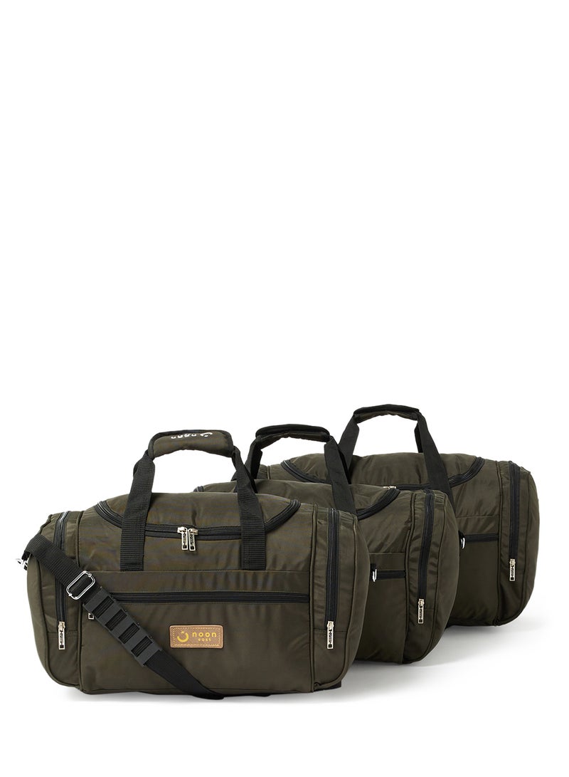 Noon East 3-Piece Lightweight Waterproof Polyester Multipurpose Luggage Duffle Bag/Gym Bag Set 20/22/24 Inch Green  - Image 1