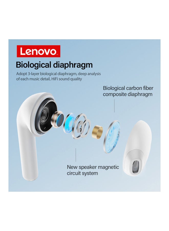 Lenovo - LP50 True Wireless BT Headphone Earbuds White - Image 1