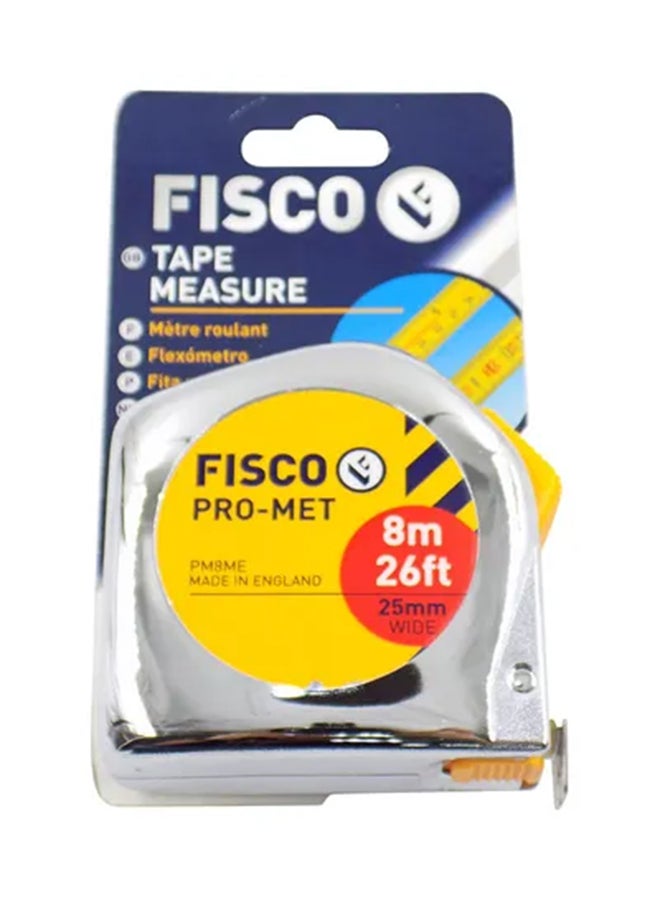 FISCO Promet Measuring Tape Silver/Yellow 8meter  - Image 1