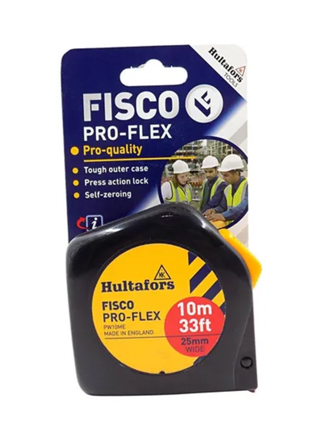 FISCO Proflex Measuring Tape Black/Yellow 10meter  - Image 1