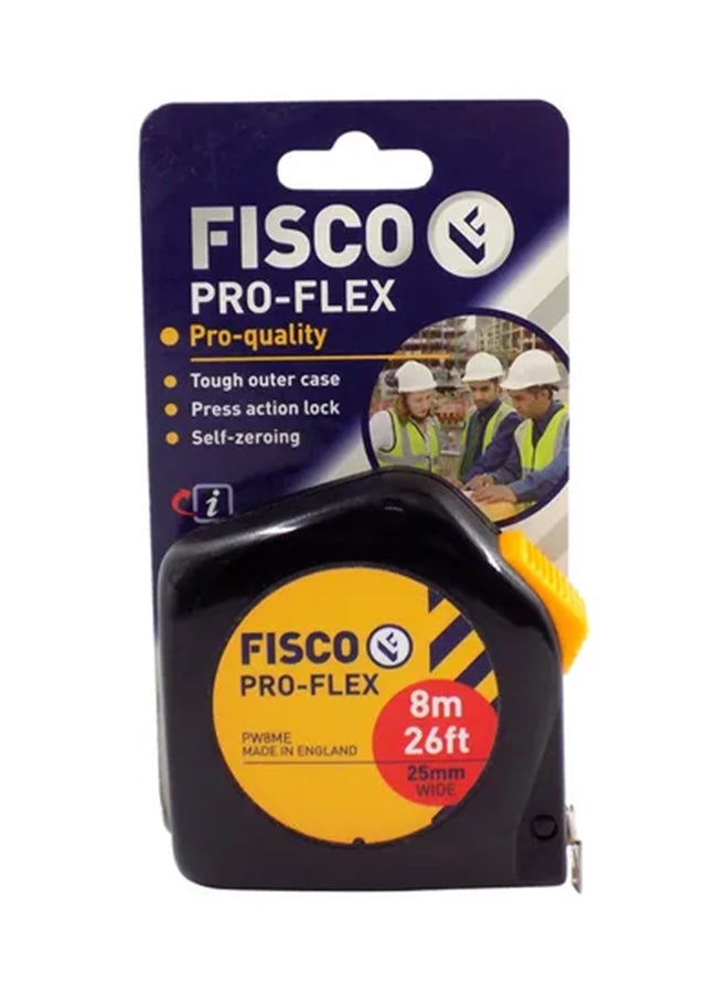 FISCO Proflex Measuring Tape Black/Yellow 8meter  - Image 1