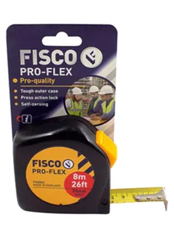 FISCO Proflex Measuring Tape Black/Yellow 8meter  - Image 2