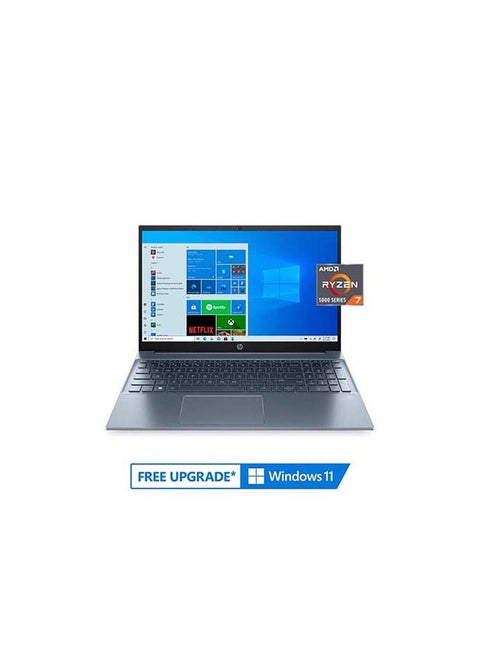 Pavilion (Upgraded Version) Laptop With 15.6 Inch Display, AMD Ryzen 7-5700U Processer/8GB RAM/512GB SSD/AMD Radeon Graphics English Horizon Blue