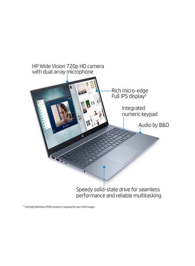 HP - Pavilion (Upgraded Version) Laptop With 15.6 Inch Display, AMD Ryzen 7-5700U Processer/8GB RAM/512GB SSD/AMD Radeon Graphics English Horizon Blue - Image 1