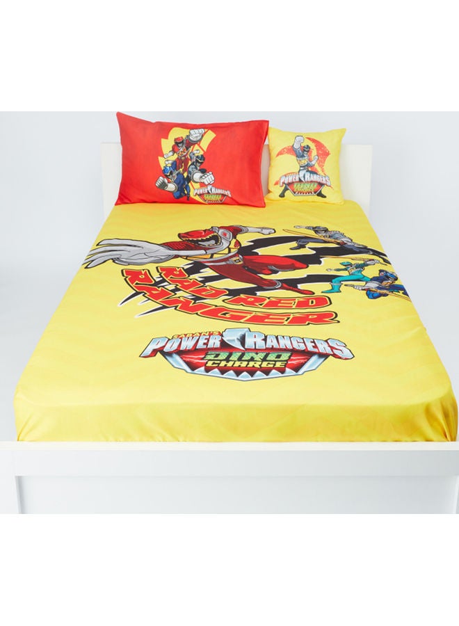4-Piece Comforter Set Power Rangers Polyester Multicolour 180x240cm