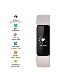 Fitbit Inspire 2, Health And Fitness Tracker With Free 1-Year Fitbit Premium Trial, 24/7 Heart Rate And Upto 10 Days Battery Lunar White/Black  - Image 5