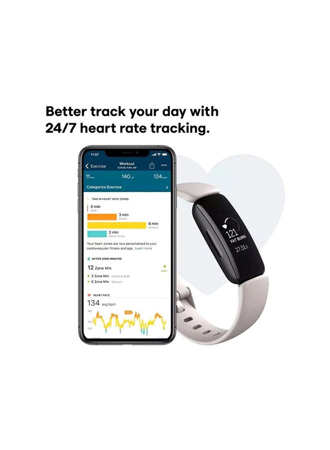 Fitbit - Inspire 2, Health And Fitness Tracker With Free 1-Year Fitbit Premium Trial, 24/7 Heart Rate And Upto 10 Days Battery Lunar White/Black - Image 1