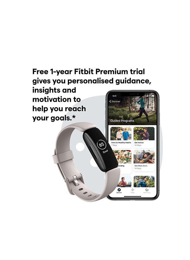 Fitbit - Inspire 2, Health And Fitness Tracker With Free 1-Year Fitbit Premium Trial, 24/7 Heart Rate And Upto 10 Days Battery Lunar White/Black - Image 1