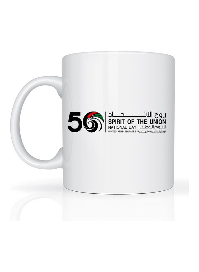 مج قهوة بطبعة عبارة "50th UAE National Day" أبيض - Image 1