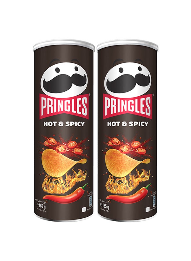 Pringles Hot And Spicy Flavoured Chips 165grams Pack of 2 - Image 1