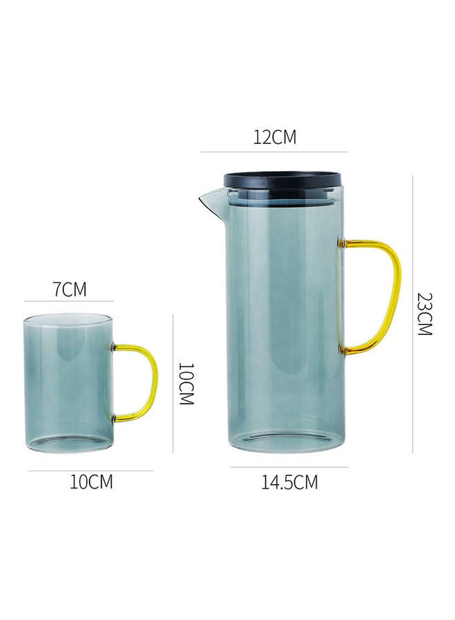 شور طقم غلاية زجاجية شفافة للاستخدام المنزلي مع وعاء واحد وأربعة أكواب أخضر 14.5x12x23سم - Image 2