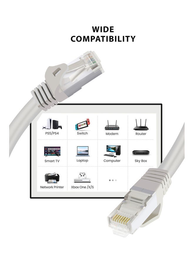 S-TEK Cat 7 High-Speed Gigabit Ethernet Patch Heavy Duty Internet Cable Grey  - Image 5