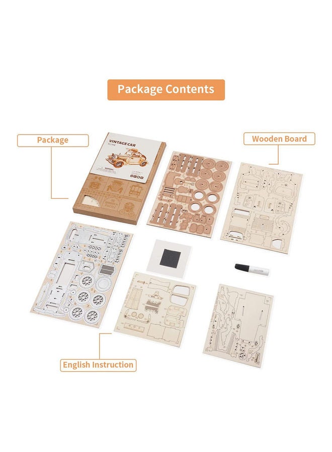 3D Wooden Model Vintage Car Puzzles 6.29inch - Image 3