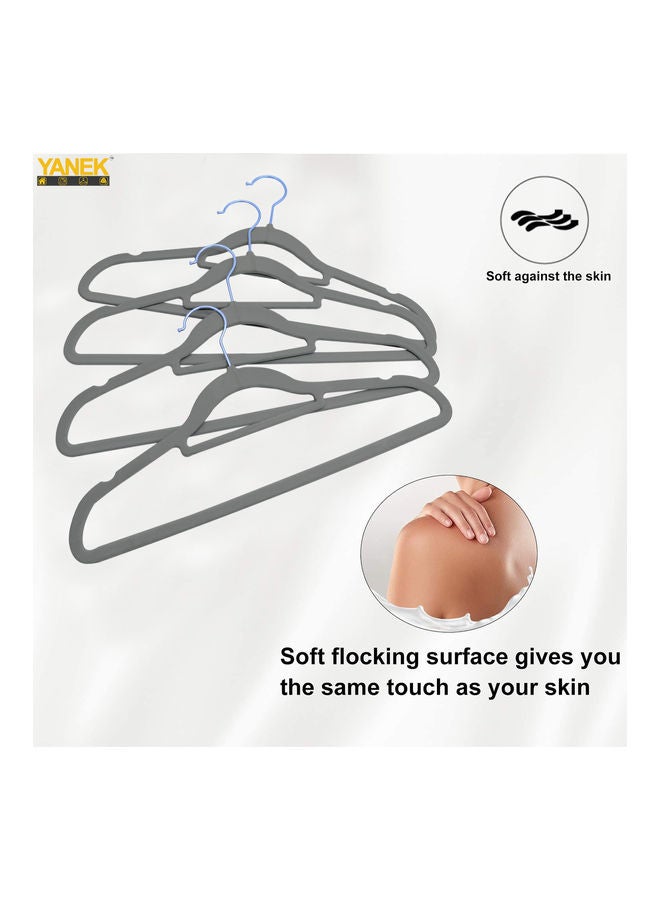 YANEK 50-Piece Non-Slip Velvet Cloth Hanger Set Grey  - Image 4