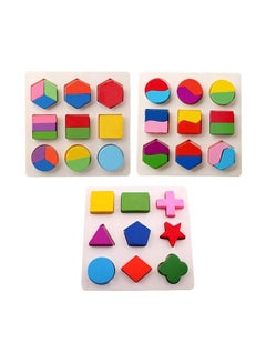 Generic 3 Patterns Baby Early Learning Wooden Geometry Shape Sorting Educational Puzzle Toy  - Image 1