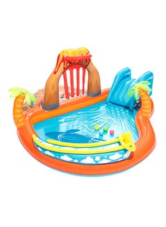 Bestway H2Ogo Lava Lagoon Play Center Kids Lightweight Toy Outdoor Inflatable Pool - 1 Pool, 1 Slide, 1 Water Blob, 1 Inflatable Ring, 4 Play Balls, Repair Patch 265x265x104cm  - Image 3