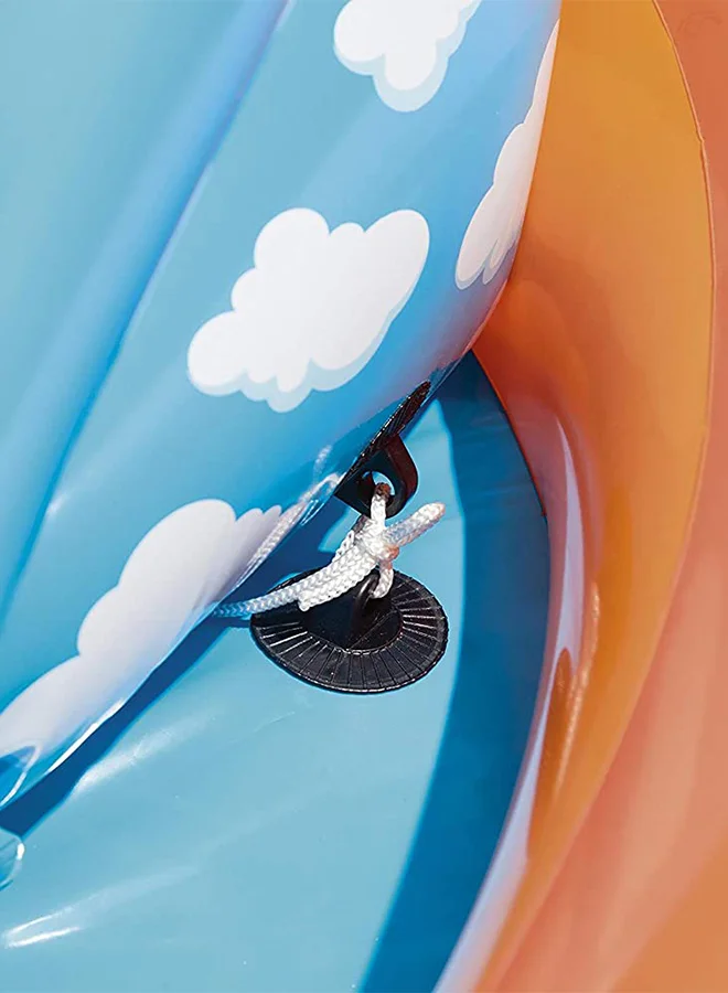 Bestway H2Ogo Lava Lagoon Play Center Kids Lightweight Toy Outdoor Inflatable Pool - 1 Pool, 1 Slide, 1 Water Blob, 1 Inflatable Ring, 4 Play Balls, Repair Patch 265x265x104cm