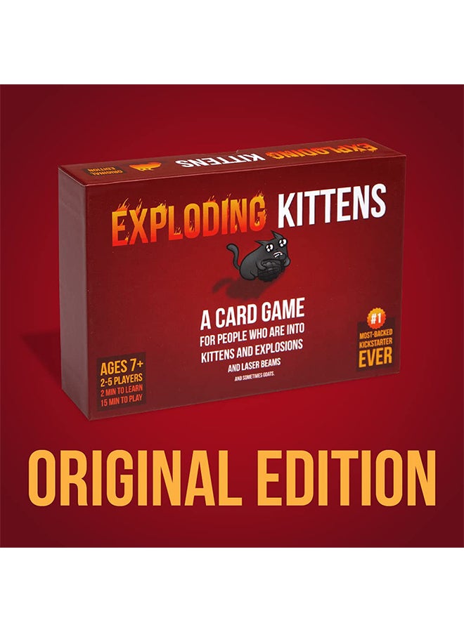 Exploding Kittens - 56-Piece Exploding Kittens Card Game Set In Vibrant Colors 7+ Years Kids 2.3x3.5inch - Image 1