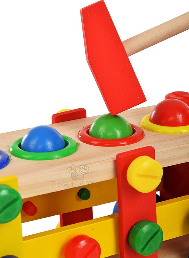 Sharpdo - 2 In 1 Diy Screw Car Vehicle Hammer Ball Reassembly Multi Function Building Block Play Set Toy For Kids 10x10x10cm - Image 1