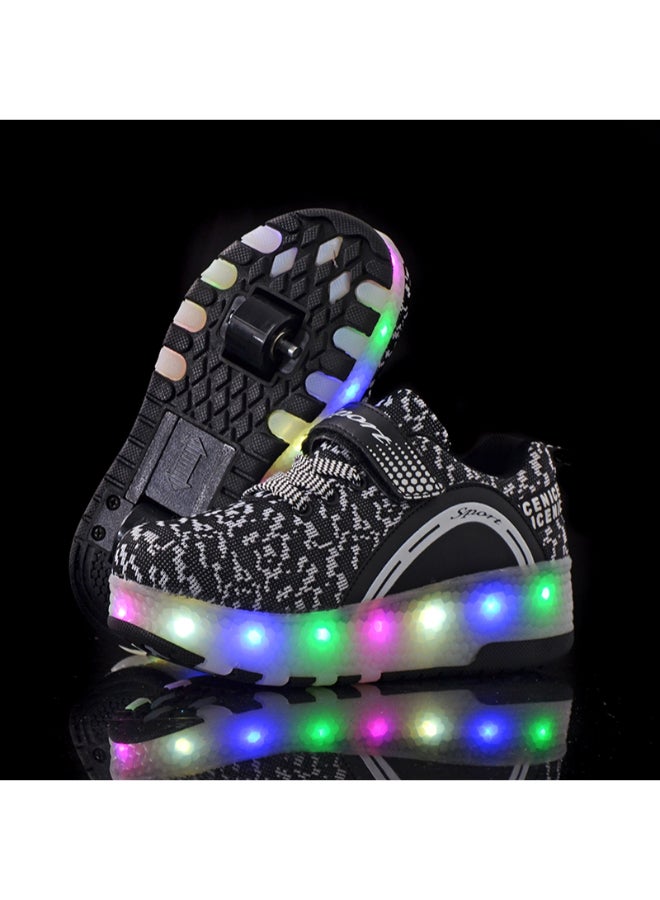 Double-Wheel Shakers Full-Wheel Lamps Shoes Grey  - Image 2