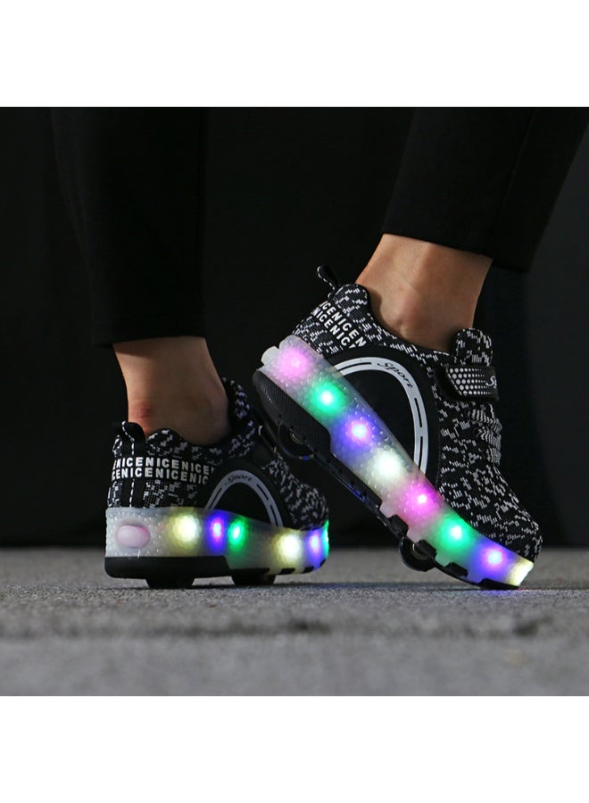 Double-Wheel Shakers Full-Wheel Lamps Shoes Grey  - Image 3