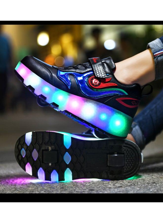 ماركة غير محددة حذاء LED لامع أنيق داكن اللون مع دائرة مزدوجة  - Image 3