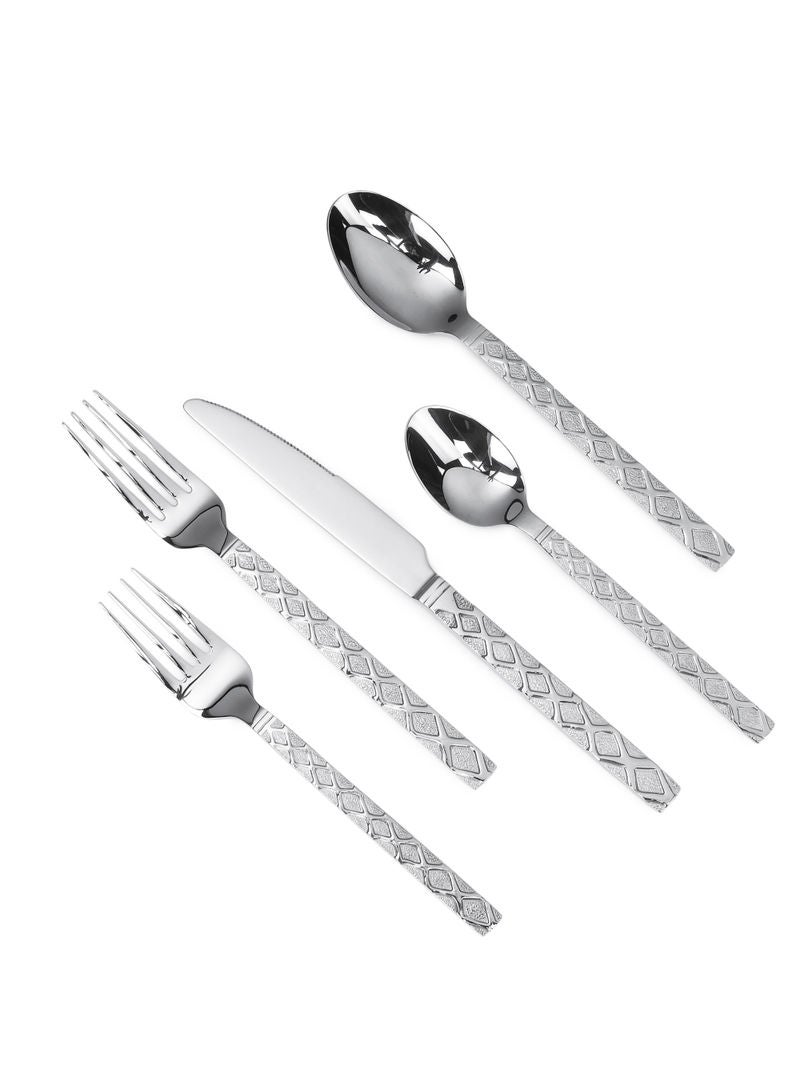 هوم تاون 20-Piece Jewel Detail Flatware Cutlery Set Mirror Finish - Image 2