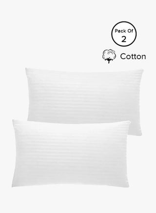 2-Piece Sound Sleep Hotel Hypoallergenic Soft Bed Gel Extra Fiber Stripped Pillow Set For Side And Back Includes 2xPillow Cotton White 16x24inch - v1636482563/N14341258A_1