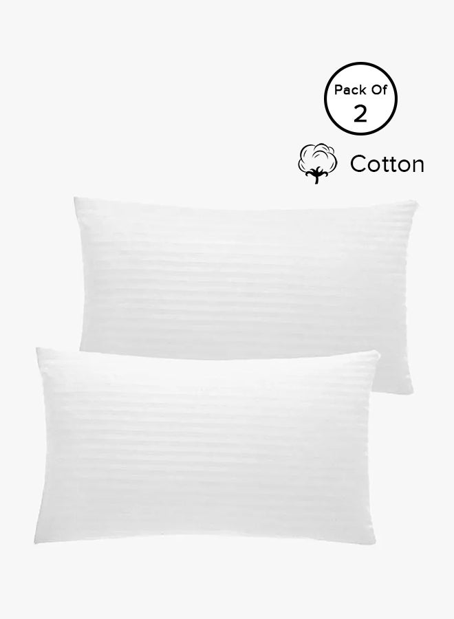 Comfy 2-Piece Sound Sleep Hotel Hypoallergenic Soft Bed Gel Extra Fiber Stripped Pillow Set For Side And Back Includes 2xPillow Cotton White 16x24inch  - Image 1