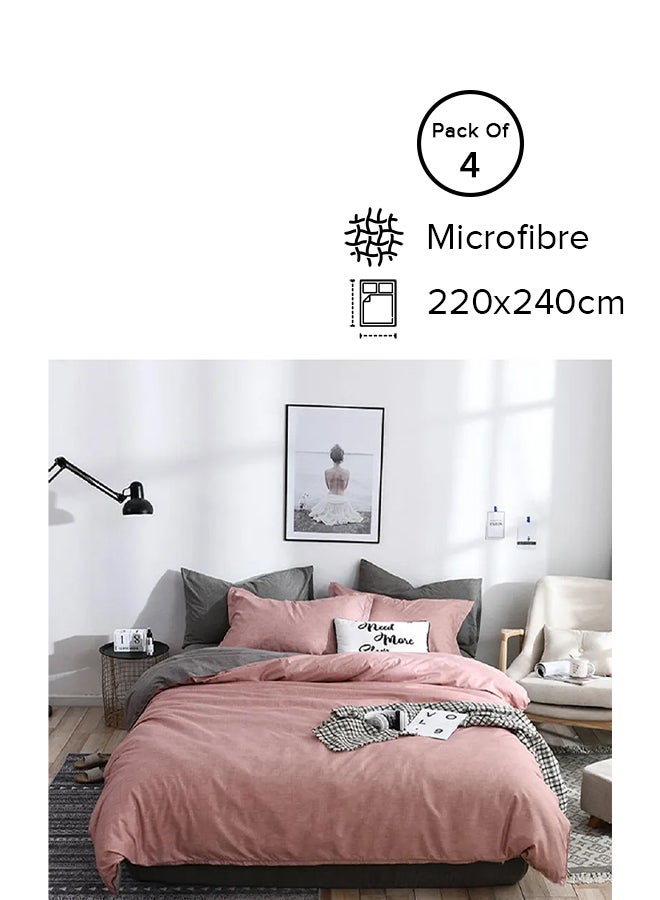 Sharpdo 4-Piece King Size Luxurious Cotton And Soft Microfiber Comforter Set Microfiber Red 220x240cm  - Image 1