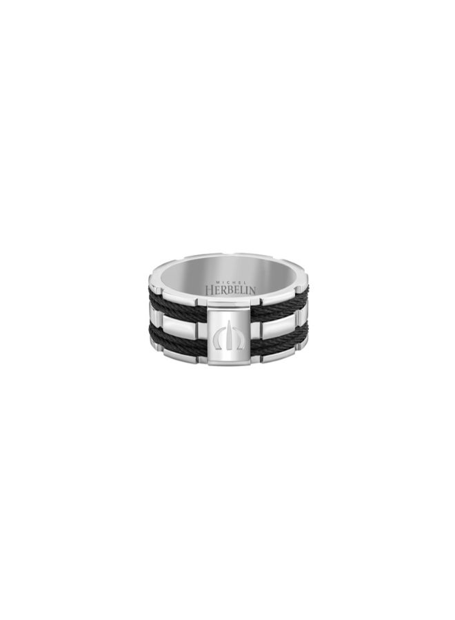 MICHEL HERBELIN - Gun Plating And Stainless Steel Ring - Image 1