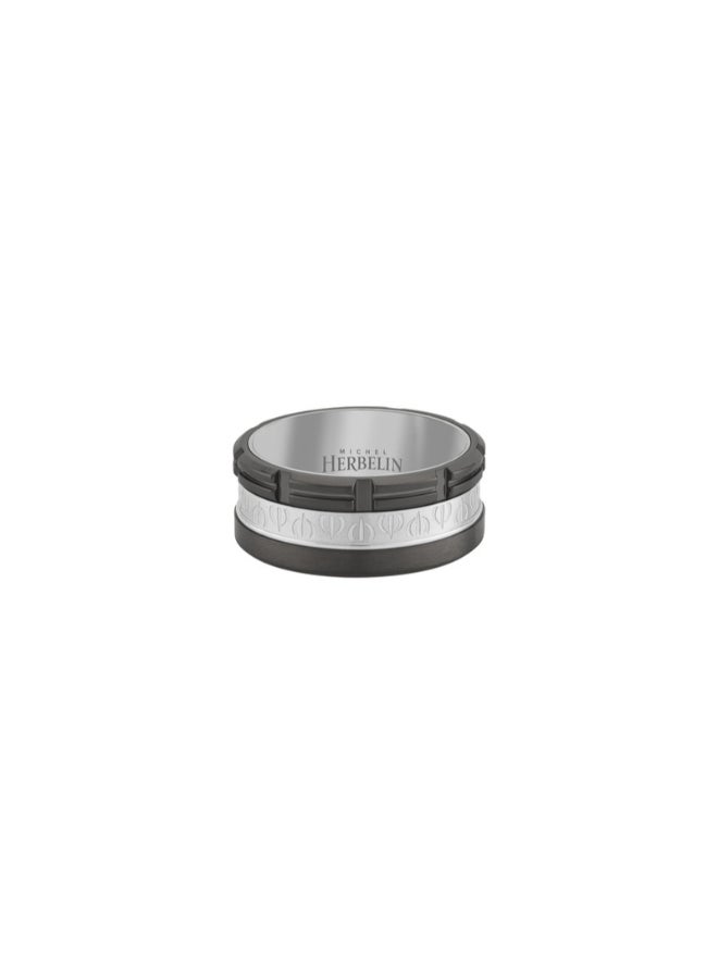 MICHEL HERBELIN - Gun Plating And Stainless Steel Ring - Image 1