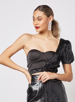 FEMME LUXE Corset Crop Top Black  - Image 1