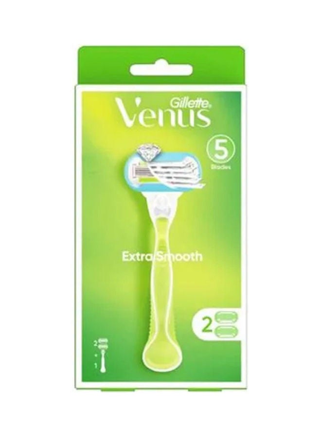 شفرة حلاقة فينوس ناعمة للغاية للنساء - مقبض واحد + عبوتين لإعادة التعبئة أخضر