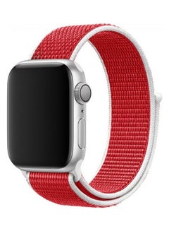 Sport Loop Nylon Band for Apple Watch Series 7/6/SE/5/4/3/2/1/ 42/44/45mm Red/White