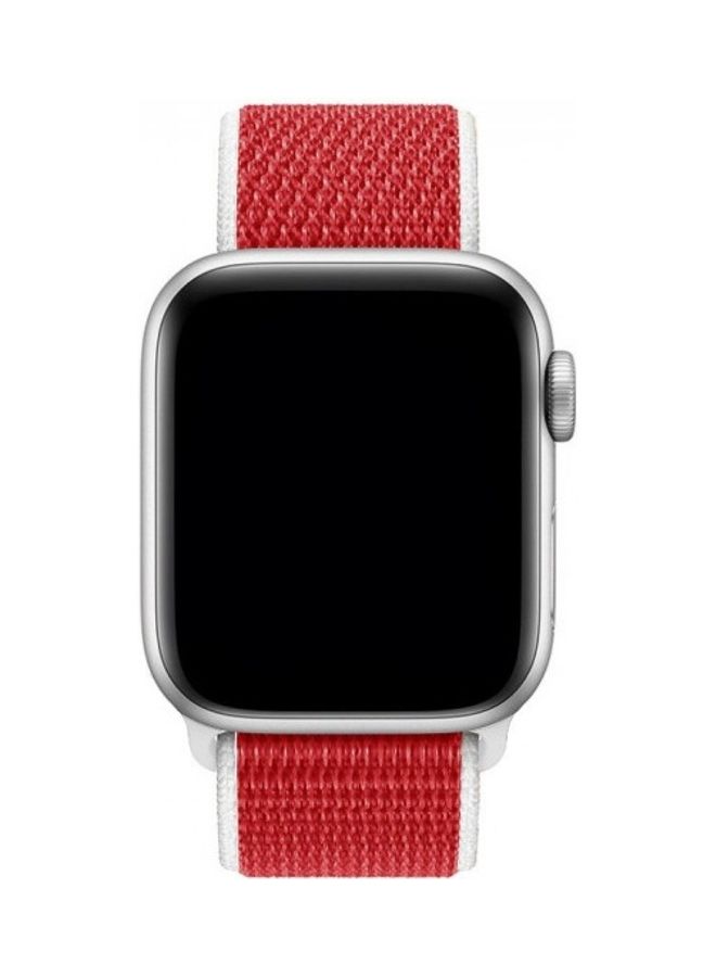 MARGOUN - Sport Loop Nylon Band for Apple Watch Series 7/6/SE/5/4/3/2/1/ 42/44/45mm Red/White - Image 1