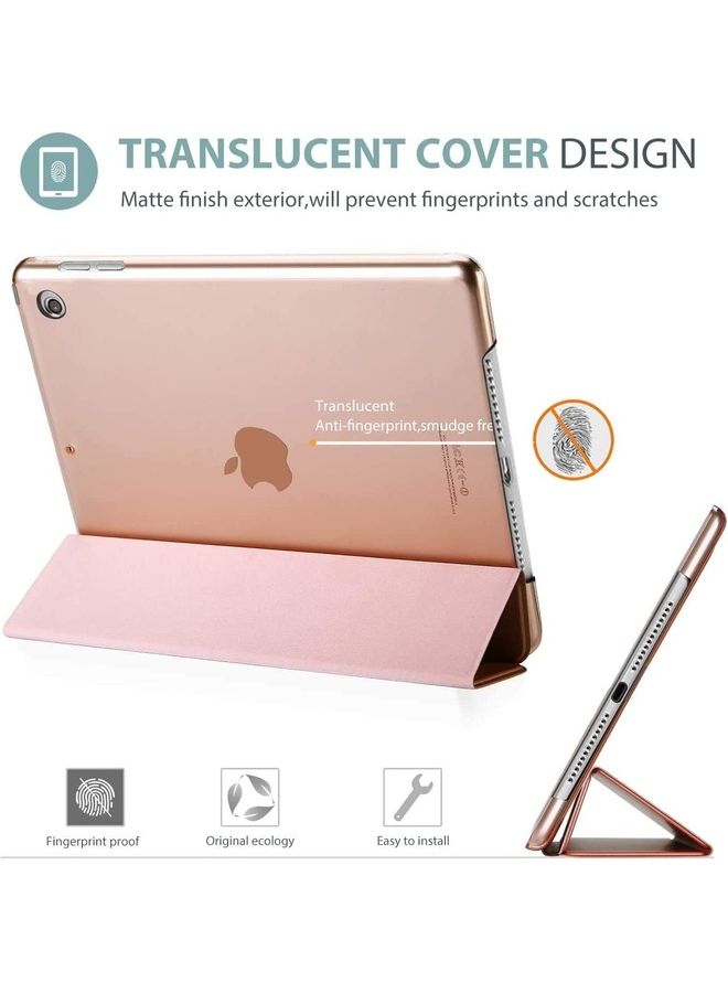Rock Pow Slim Stand Hard Shell Protective Smart Cover with Tempered Glass Screen Protector for 10.2 inch iPad 9th/8th/7th Generation Rosegold  - Image 3