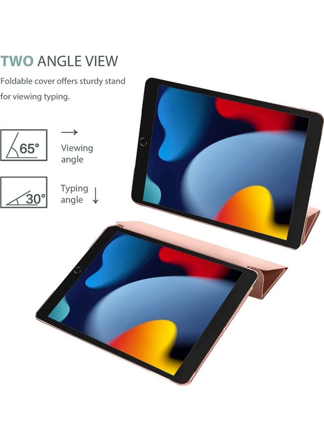 Rock Pow Slim Stand Hard Shell Protective Smart Cover with Tempered Glass Screen Protector for 10.2 inch iPad 9th/8th/7th Generation Rosegold  - Image 4
