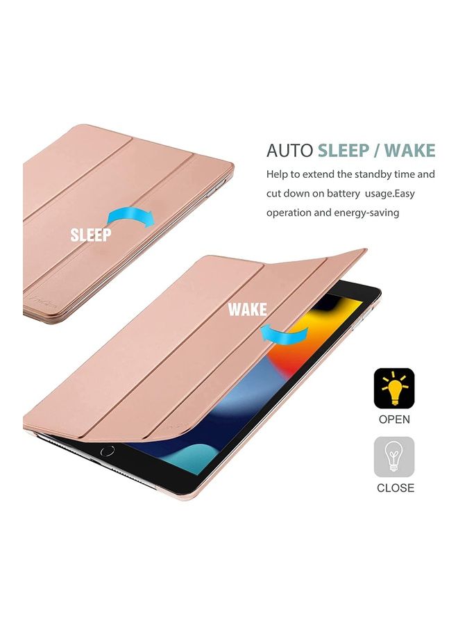 Rock Pow Slim Stand Hard Shell Protective Smart Cover with Tempered Glass Screen Protector for 10.2 inch iPad 9th/8th/7th Generation Rosegold  - Image 5