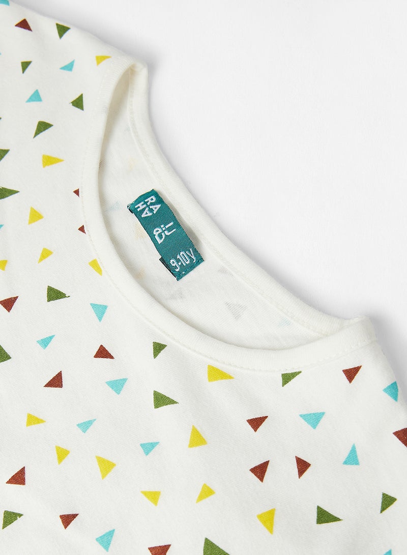 RAHA Kids Round Neck T-Shirt And Pyjama Set White / Red / Blue - Image 4