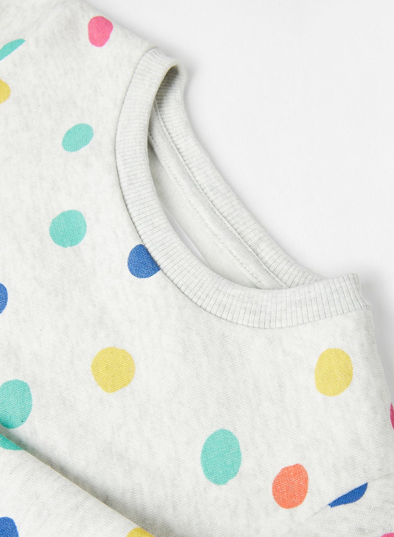 MINOTI Kids Dot Print Sweatshirt and Joggers Set Grey - Image 4