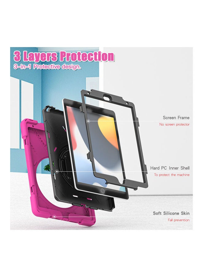 Rock Pow Protective Case Cover For Apple iPad 10.2 inch 2021/2020/2019(9th/8th/7th) Gen Rose Red  - Image 4