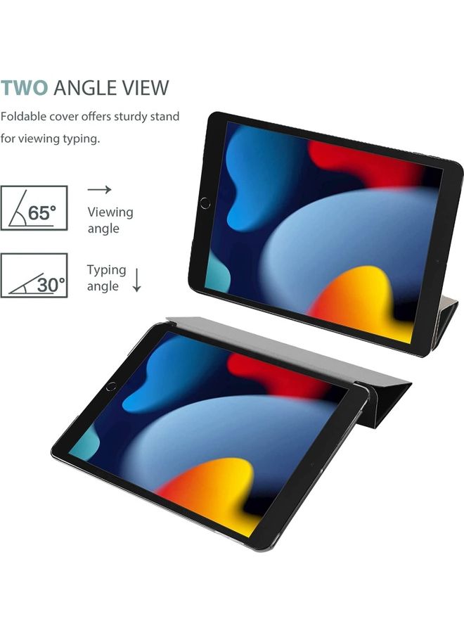 Rock Pow Slim Stand Hard Shell Protective Smart Cover with Tempered Glass Screen Protector for 10.2 inch iPad 9th/8th/7th Generation Grey - Image 5