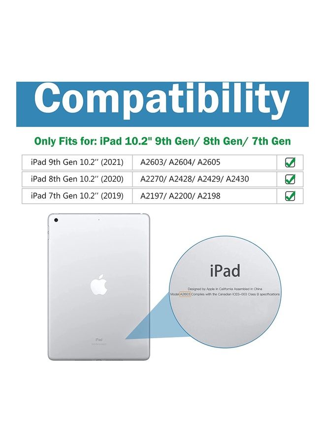 Rock Pow Slim Stand Hard Shell Protective Smart Cover with Tempered Glass Screen Protector for 10.2 inch iPad 9th/8th/7th Generation Grey - Image 2