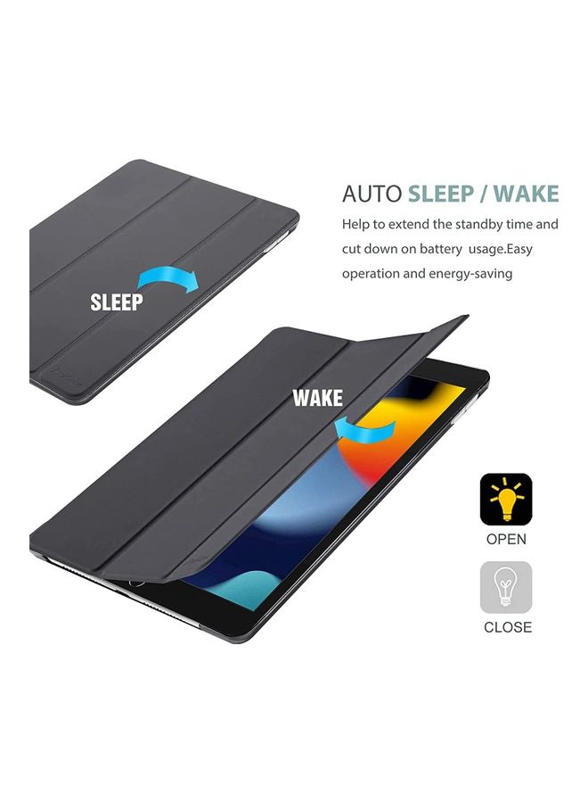 Rock Pow Slim Stand Hard Shell Protective Smart Cover with Tempered Glass Screen Protector for 10.2 inch iPad 9th/8th/7th Generation Grey - Image 4