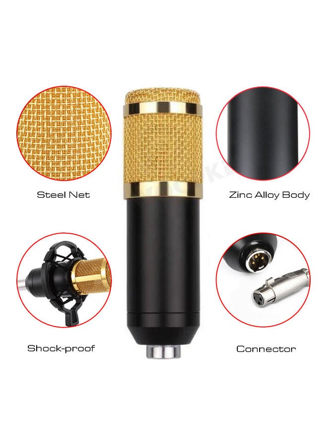 Arabest - Professional Condenser Microphone With V8S Live Sound Card And Studio Recording Broadcasting Set Black/Gold - Image 1