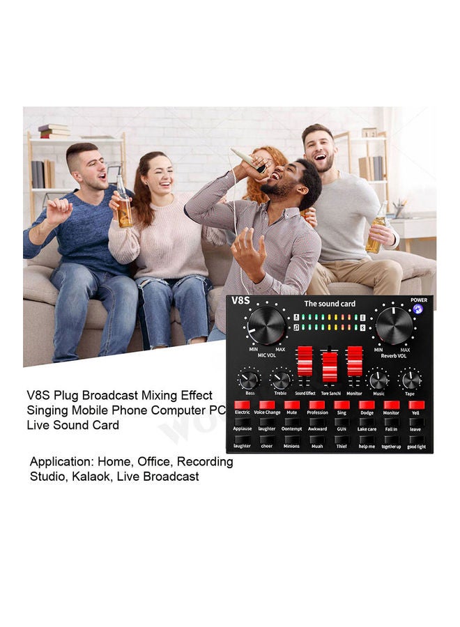 Arabest - Professional Condenser Microphone With V8S Live Sound Card And Studio Recording Broadcasting Set Black/Gold - Image 1