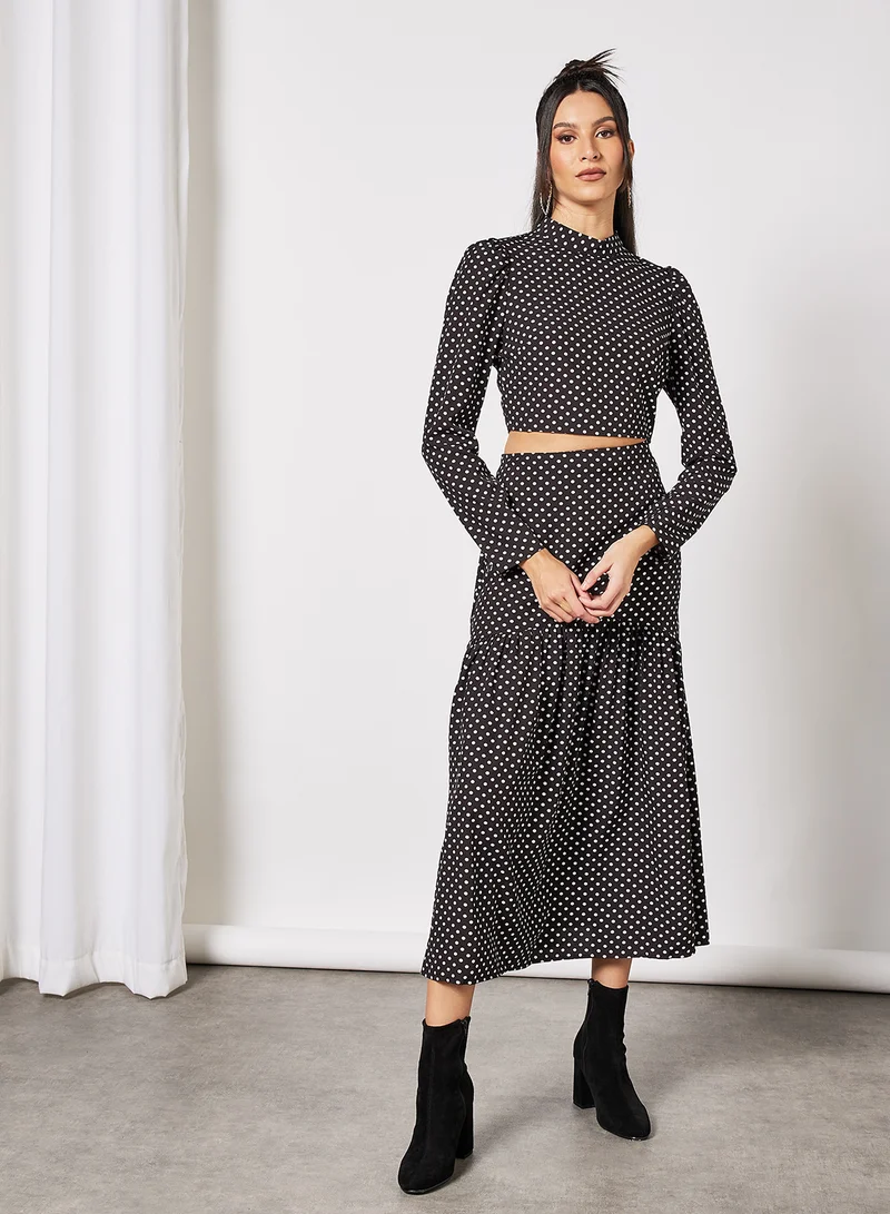 LABEL RAIL Polka Dot Print Skirt