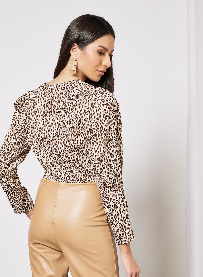 LABEL RAIL - Leopard Print Crop Top Brown - Image 1