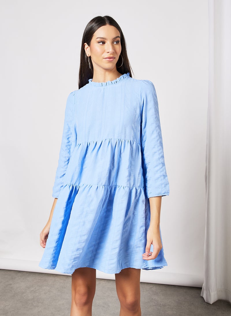 LABEL RAIL - Tiered Mini Dress Light Blue - Image 1